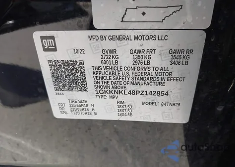 2023 GMC Acadia Fwd Sle из США, поврежденный, VIN 1GKKNKL48PZ142854